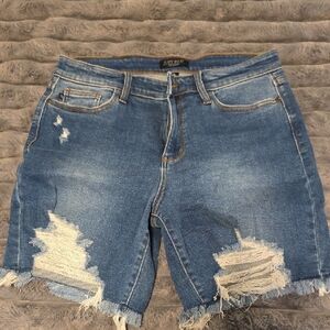 Judy Blue Distressed Jean Shorts in Blue